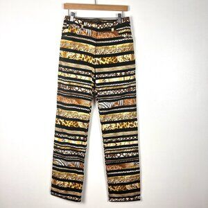 VTG Salvatore Ferragamo Pants Women’s 6 Safari Animal Novelty Print Designer